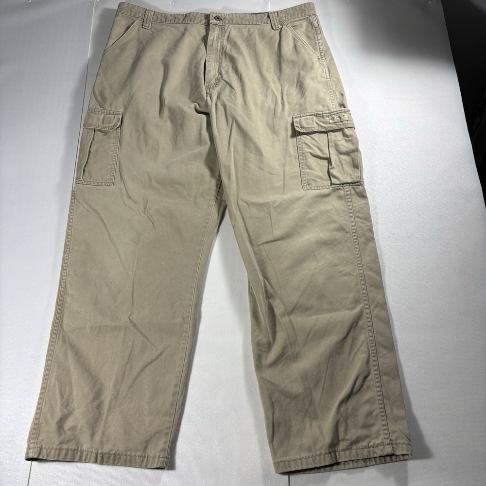 Wrangler Men's Relaxed Fit Khaki Cargo Pants Utility Workwear Cotton Beige Adult - Picture 2 of 6